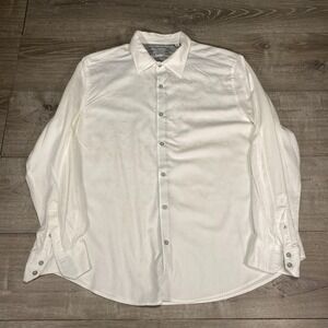 Robert Graham Shirt Mens XL White Long Sleeve Button Front Stretch Jacquard